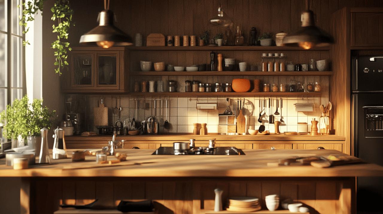 Comment fabriquer un ilot central pour la cuisine avec un eclairage design suspendu